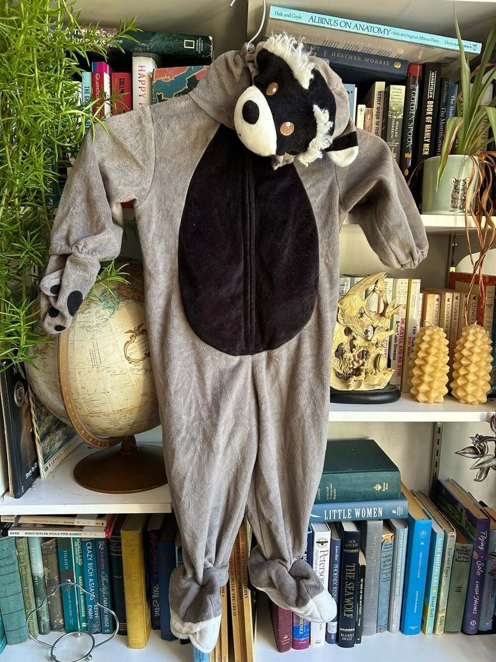 Unbranded Raccoon Animal Costume One piece Romper Grey Plush